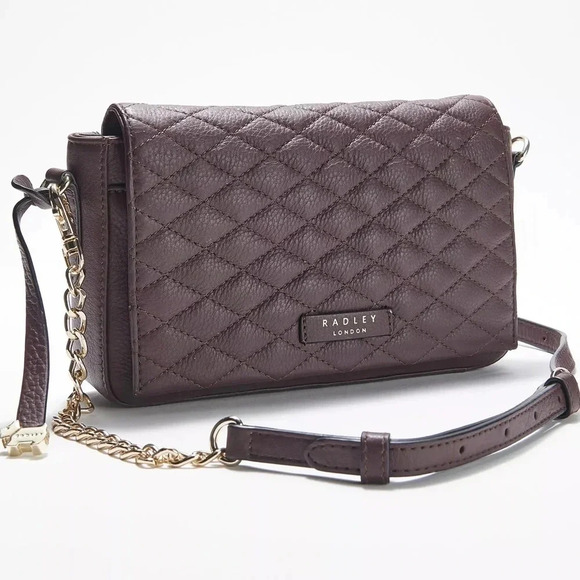 RADLEY London Hanson Street Quilted brown Leather Flapover Crossbody purse bag